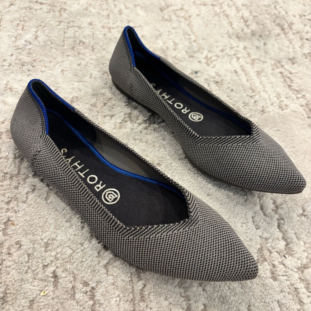 Rothy's Cloud Grey Birdseye Slip on Knits Women's Flats Size 8
